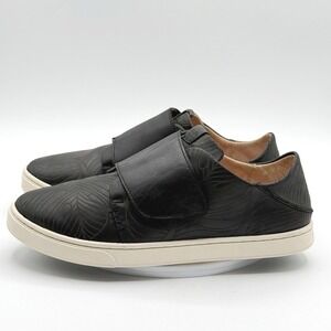 OLUKAI Pehuea Loupili Shoes Size 8 Womens Black Leather Hook & Loop Folding Heel